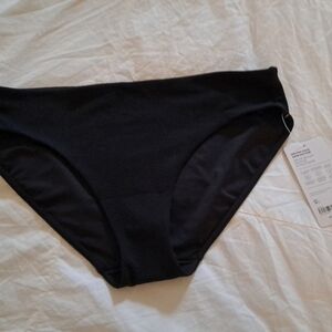 Athleta Sz L Hipster Full Swim Bottom Black Full-Seat Bikini Active Brief NWT